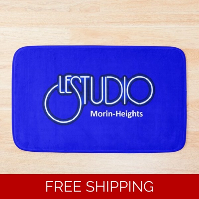 Le Studio Bath Mat A White & Blue Logo MH White